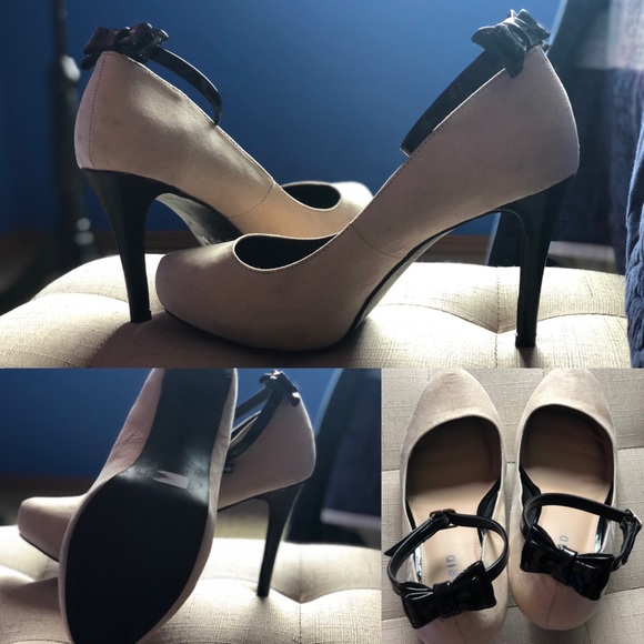 torrid Shoes - ••TORRID•• Nude Faux Suede Pumps W/Patent Bow Heel